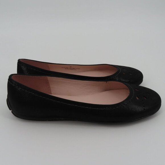 Talbots Women 6 B Shimmer Black Leather Cut Out Round Toe Ballet Flats Shoes - Picture 6 of 11